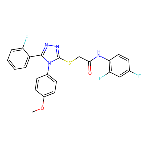 N-(2,4-difluorophenyl)-2-{[5-(2-fluorophenyl)-4-(4-methoxyphenyl)-4H-1,2,4-triazol-3-yl]sulfanyl}acetamide structure