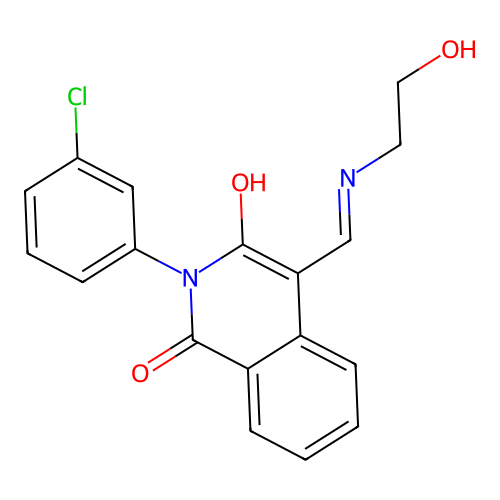 2-(3-chlorophenyl)-4-[(2-hydroxyethylamino)methylidene]isoquinoline-1,3-dione structure