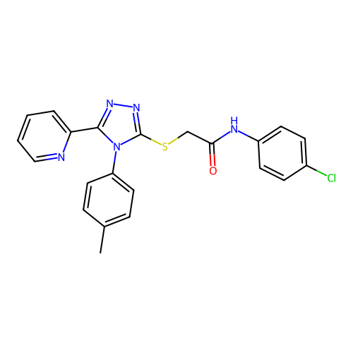 N-(4-chlorophenyl)-2-[[4-(4-methylphenyl)-5-pyridin-2-yl-1,2,4-triazol-3-yl]sulfanyl]acetamide structure