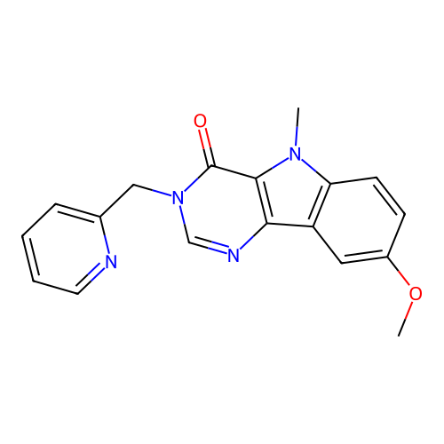 8-Methoxy-5-methyl-3-(pyridin-2-ylmethyl)pyrimido[5,4-b]indol-4-one structure