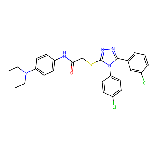 2-{[5-(3-chlorophenyl)-4-(4-chlorophenyl)-4H-1,2,4-triazol-3-yl]sulfanyl}-N-[4-(diethylamino)phenyl]acetamide structure