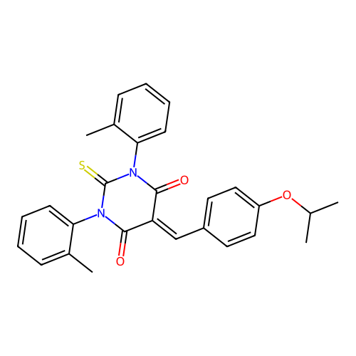 5-(4-isopropoxybenzylidene)-2-thioxo-1,3-di-o-tolyldihydropyrimidine-4,6(1H,5H)-dione structure