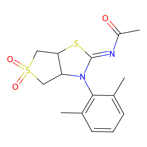 N-[(2Z)-3-(2,6-dimethylphenyl)-5,5-dioxidotetrahydrothieno[3,4-d][1,3]thiazol-2(3H)-ylidene]acetamide structure