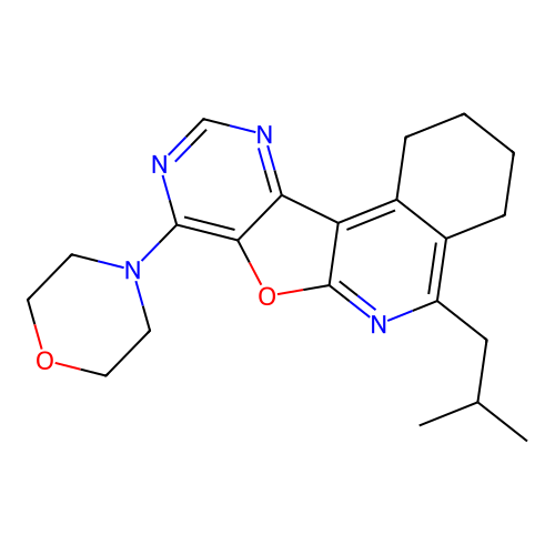 5-isobutyl-8-morpholino-1,2,3,4-tetrahydropyrimido[4',5':4,5]furo[2,3-c]isoquinoline structure
