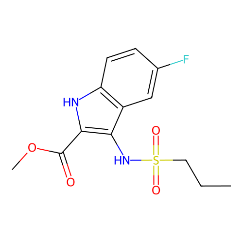 methyl 5-fluoro-3-[(propylsulfonyl)amino]-1H-indole-2-carboxylate structure