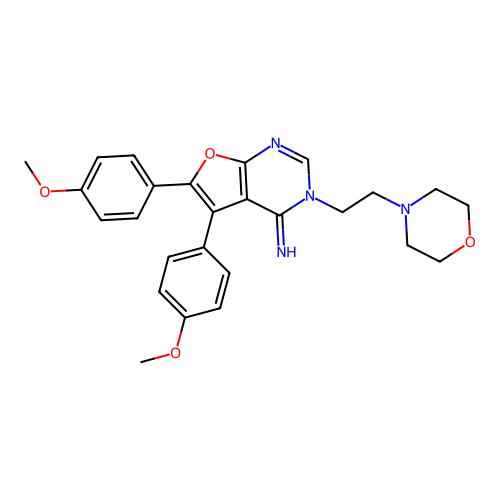 5,6-Bis(4-methoxyphenyl)-3-(2-morpholinoethyl)furo[2,3-D]pyrimidin-4(3H)-imine structure