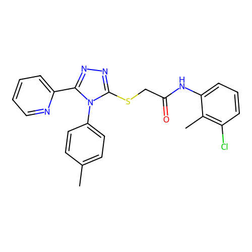 N-(3-chloro-2-methylphenyl)-2-{[4-(4-methylphenyl)-5-(pyridin-2-yl)-4H-1,2,4-triazol-3-yl]sulfanyl}acetamide structure
