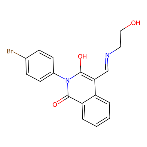 2-(4-bromophenyl)-4-[(2-hydroxyethylamino)methylidene]isoquinoline-1,3-dione structure