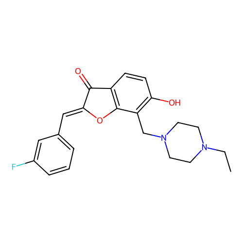 (Z)-7-((4-ethylpiperazin-1-yl)methyl)-2-(3-fluorobenzylidene)-6-hydroxybenzofuran-3(2H)-one structure