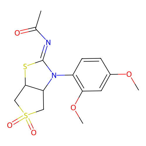 N-[(2Z)-3-(2,4-dimethoxyphenyl)-5,5-dioxidotetrahydrothieno[3,4-d][1,3]thiazol-2(3H)-ylidene]acetamide structure