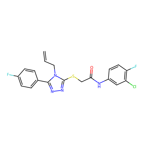 N-(3-chloro-4-fluorophenyl)-2-{[5-(4-fluorophenyl)-4-(prop-2-en-1-yl)-4H-1,2,4-triazol-3-yl]sulfanyl}acetamide structure