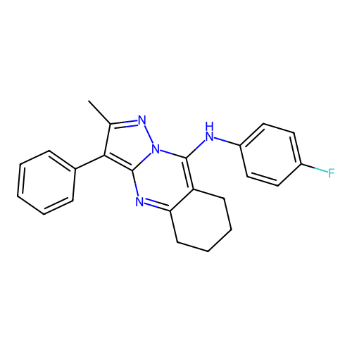 N-(4-fluorophenyl)-2-methyl-3-phenyl-5,6,7,8-tetrahydropyrazolo[5,1-b]quinazolin-9-amine structure