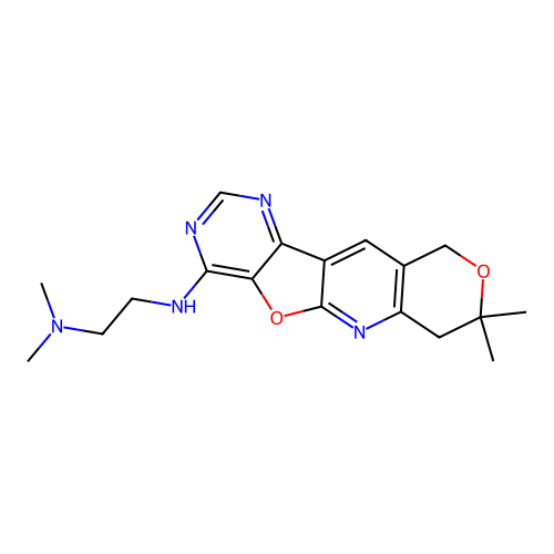 N'-(8,8-dimethyl-7,10-dihydro-8H-pyrano[3'',4'':5',6']pyrido[3',2':4,5]furo[3,2-d]pyrimidin-4-yl)-N,N-dimethylethane-1,2-diamine structure