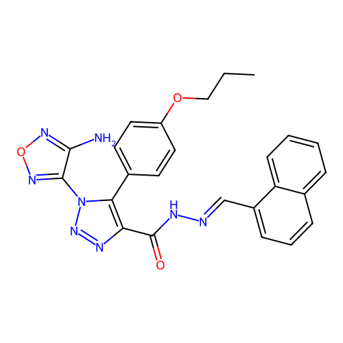 (E)-1-(4-amino-1,2,5-oxadiazol-3-yl)-N'-(naphthalen-1-ylmethylene)-5-(4-propoxyphenyl)-1H-1,2,3-triazole-4-carbohydrazide structure