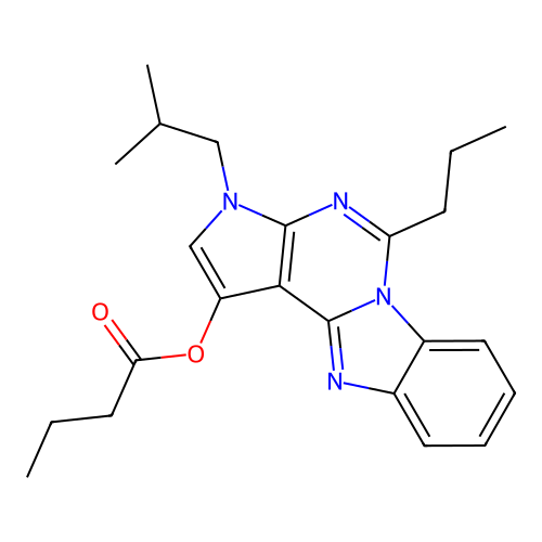 3-isobutyl-5-propyl-3H-benzo[4,5]imidazo[1,2-c]pyrrolo[3,2-e]pyrimidin-1-yl butyrate structure