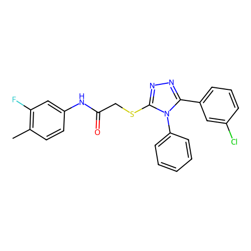 2-{[5-(3-chlorophenyl)-4-phenyl-4H-1,2,4-triazol-3-yl]sulfanyl}-N-(3-fluoro-4-methylphenyl)acetamide structure