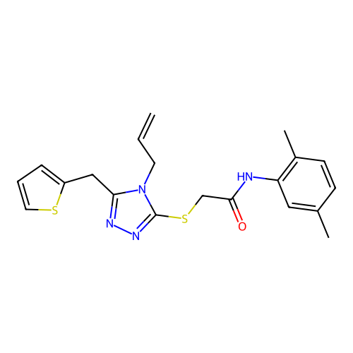 N-(2,5-dimethylphenyl)-2-{[4-(prop-2-en-1-yl)-5-(thiophen-2-ylmethyl)-4H-1,2,4-triazol-3-yl]sulfanyl}acetamide structure