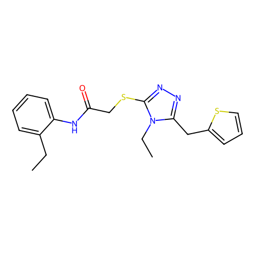 2-((4-ethyl-5-(thiophen-2-ylmethyl)-4H-1,2,4-triazol-3-yl)thio)-N-(2-ethylphenyl)acetamide structure