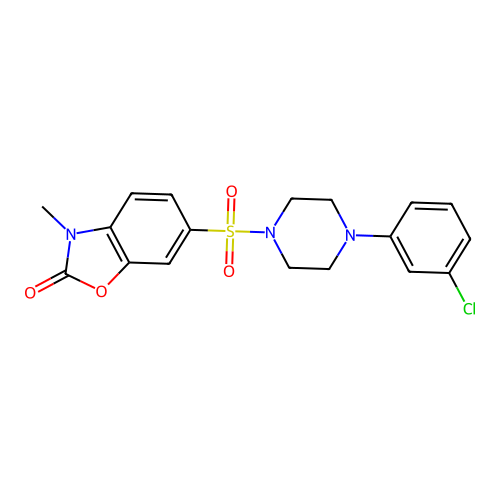 6-{[4-(3-chlorophenyl)piperazin-1-yl]sulfonyl}-3-methyl-1,3-benzoxazol-2(3H)-one structure