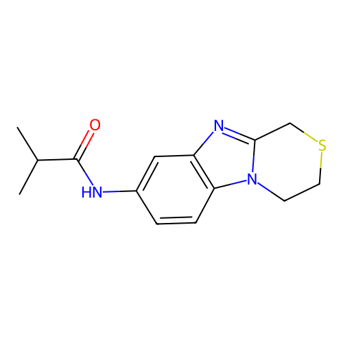 N-(3,4-dihydro-1H-[1,4]thiazino[4,3-a]benzimidazol-8-yl)-2-methylpropanamide structure