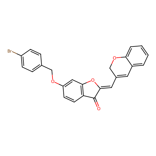 (2Z)-6-[(4-bromobenzyl)oxy]-2-(2H-chromen-3-ylmethylidene)-1-benzofuran-3(2H)-one structure