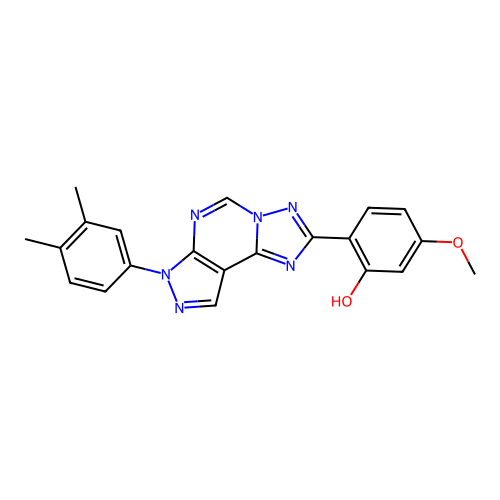 2-(7-(3,4-dimethylphenyl)-7H-pyrazolo[4,3-e][1,2,4]triazolo[1,5-c]pyrimidin-2-yl)-5-methoxyphenol structure