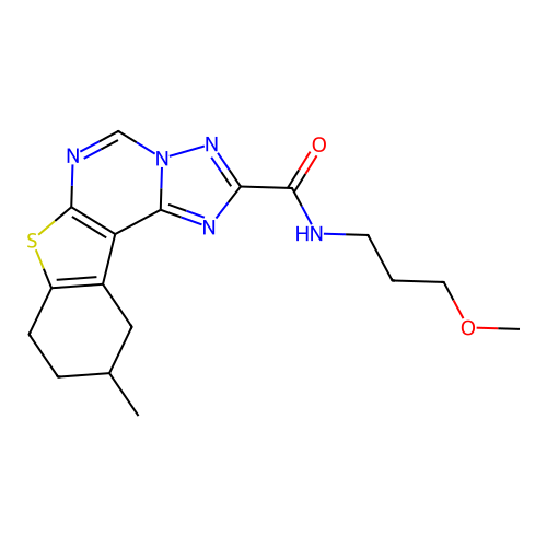 N-(3-methoxypropyl)-10-methyl-8,9,10,11-tetrahydro[1]benzothieno[3,2-e][1,2,4]triazolo[1,5-c]pyrimidine-2-carboxamide structure