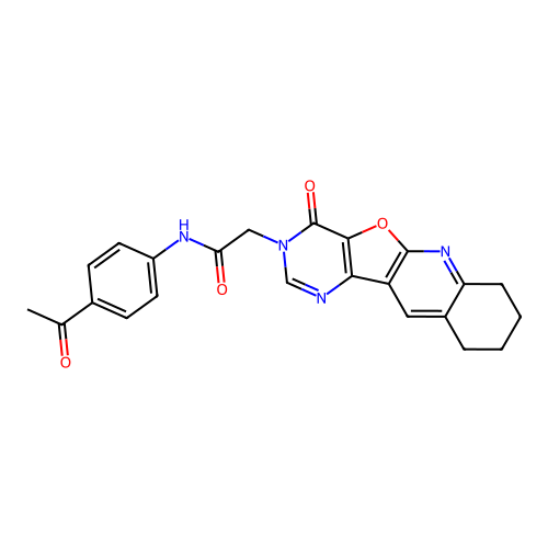 N-(4-acetylphenyl)-2-(4-oxo-7,8,9,10-tetrahydropyrimido[4',5':4,5]furo[2,3-b]quinolin-3(4H)-yl)acetamide structure