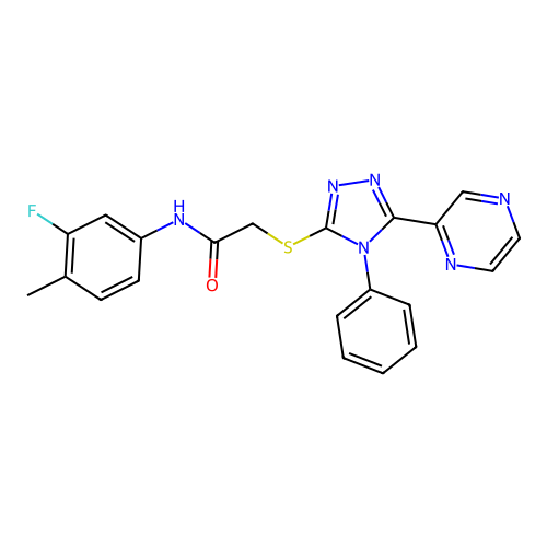N-(3-fluoro-4-methylphenyl)-2-{[4-phenyl-5-(pyrazin-2-yl)-4H-1,2,4-triazol-3-yl]sulfanyl}acetamide structure