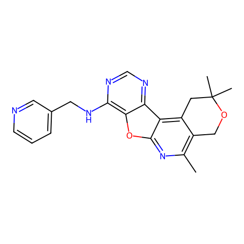 2,2,5-trimethyl-N-(pyridin-3-ylmethyl)-1,4-dihydro-2H-pyrano[4'',3'':4',5']pyrido[3',2':4,5]furo[3,2-d]pyrimidin-8-amine structure