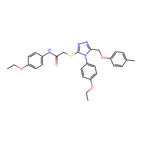 N-(4-ethoxyphenyl)-2-((4-(4-ethoxyphenyl)-5-((p-tolyloxy)methyl)-4H-1,2,4-triazol-3-yl)thio)acetamide structure