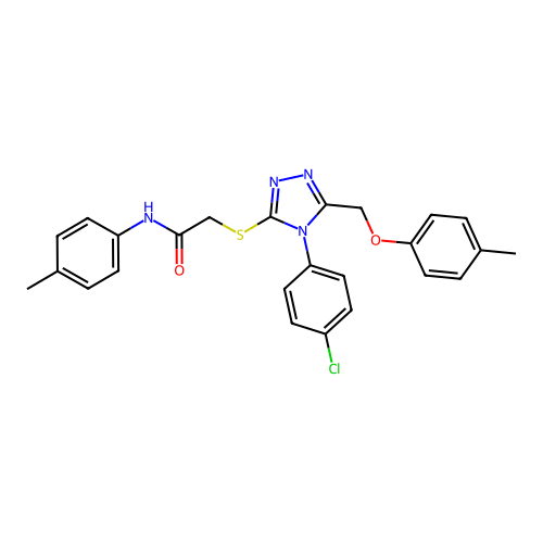 2-((4-(4-chlorophenyl)-5-((p-tolyloxy)methyl)-4H-1,2,4-triazol-3-yl)thio)-N-(p-tolyl)acetamide structure