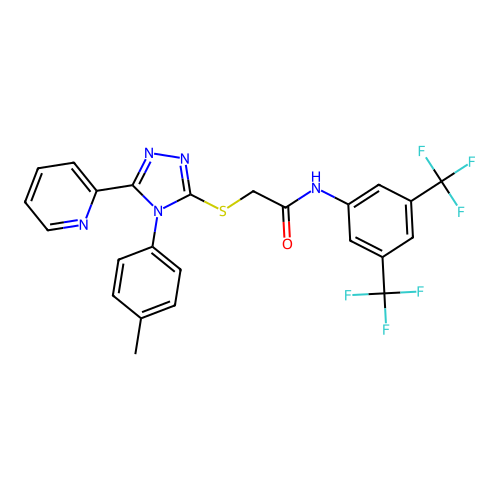 N-(3,5-bis(trifluoromethyl)phenyl)-2-((5-(pyridin-2-yl)-4-(p-tolyl)-4H-1,2,4-triazol-3-yl)thio)acetamide structure