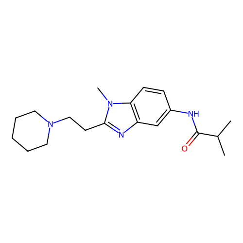 2-methyl-N-[1-methyl-2-(2-piperidin-1-ylethyl)benzimidazol-5-yl]propanamide structure