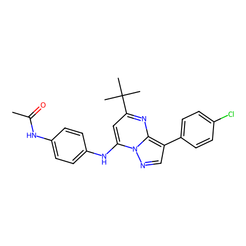 N-(4-{[5-tert-butyl-3-(4-chlorophenyl)pyrazolo[1,5-a]pyrimidin-7-yl]amino}phenyl)acetamide structure