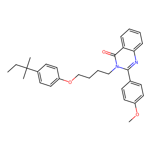 2-(4-methoxyphenyl)-3-[4-[4-(2-methylbutan-2-yl)phenoxy]butyl]quinazolin-4-one structure
