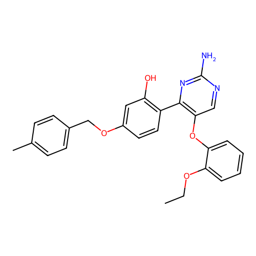 2-[2-Amino-5-(2-ethoxyphenoxy)pyrimidin-4-YL]-5-[(4-methylphenyl)methoxy]phenol structure