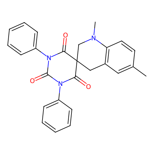 1',6'-dimethyl-1,3-diphenyl-spiro[1,3-diazinane-5,3'-2,4-dihydroquinoline]-2,4,6-trione structure