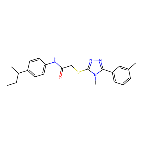 N-[4-(butan-2-yl)phenyl]-2-{[4-methyl-5-(3-methylphenyl)-4H-1,2,4-triazol-3-yl]sulfanyl}acetamide structure