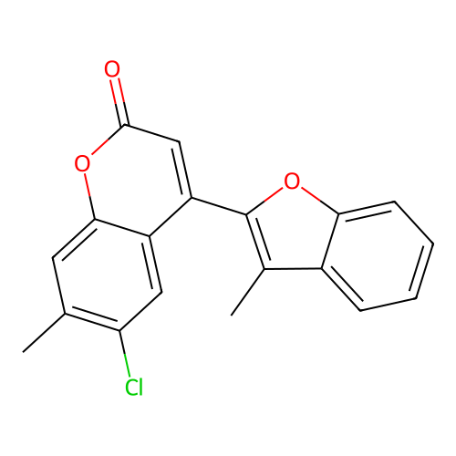 6-chloro-7-methyl-4-(3-methyl-1-benzofuran-2-yl)-2H-chromen-2-one structure