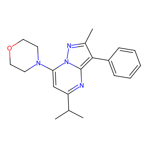 4-(5-Isopropyl-2-methyl-3-phenylpyrazolo[1,5-a]pyrimidin-7-yl)morpholine structure