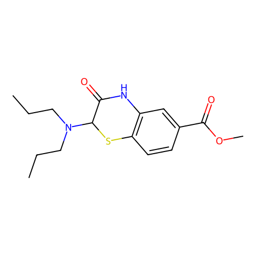 Methyl 2-(dipropylamino)-3-oxo-3,4-dihydro-2H-1,4-benzothiazine-6-carboxylate structure