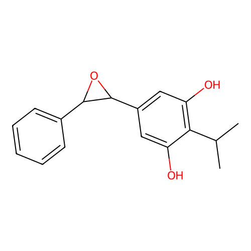 2-Isopropyl-5-(3-phenyl-oxiranyl)-benzene-1,3-diol structure