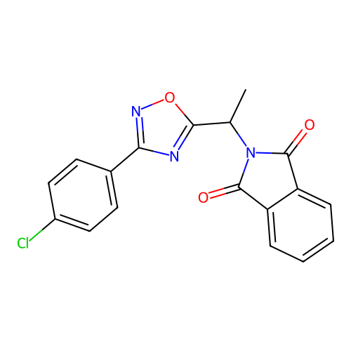 2-[1-[3-(4-Chlorophenyl)-1,2,4-oxadiazol-5-yl]ethyl]isoindole-1,3-dione structure
