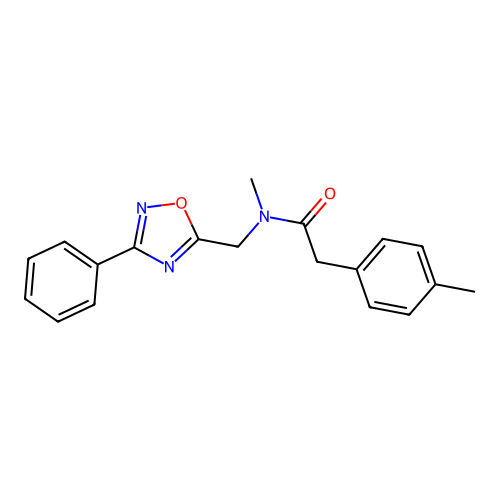 N-methyl-2-(4-methylphenyl)-N-[(3-phenyl-1,2,4-oxadiazol-5-yl)methyl]acetamide structure