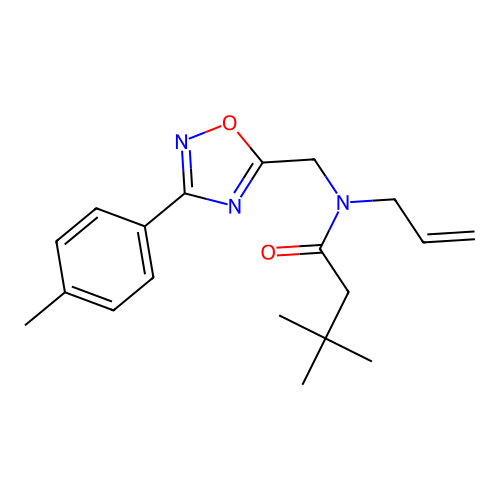 3,3-dimethyl-N-[[3-(4-methylphenyl)-1,2,4-oxadiazol-5-yl]methyl]-N-prop-2-enylbutanamide structure