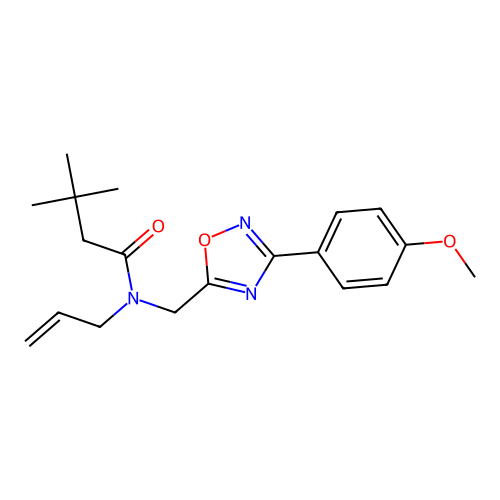 N-[[3-(4-methoxyphenyl)-1,2,4-oxadiazol-5-yl]methyl]-3,3-dimethyl-N-prop-2-enylbutanamide structure