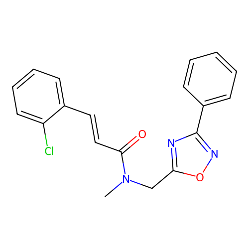 (2E)-3-(2-chlorophenyl)-N-methyl-N-[(3-phenyl-1,2,4-oxadiazol-5-yl)methyl]prop-2-enamide structure