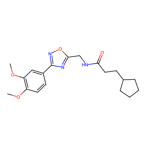 3-cyclopentyl-N-{[3-(3,4-dimethoxyphenyl)-1,2,4-oxadiazol-5-yl]methyl}propanamide structure