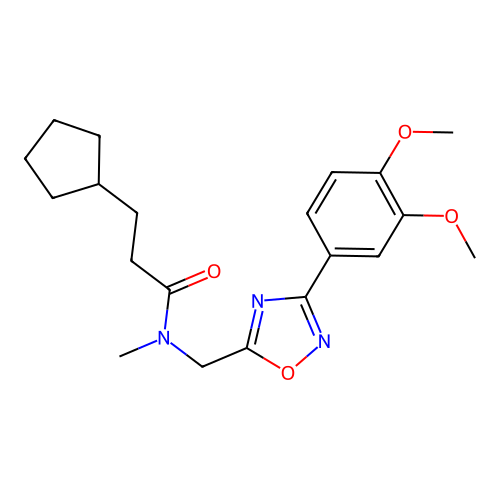3-cyclopentyl-N-((3-(3,4-dimethoxyphenyl)-1,2,4-oxadiazol-5-yl)methyl)-N-methylpropanamide structure